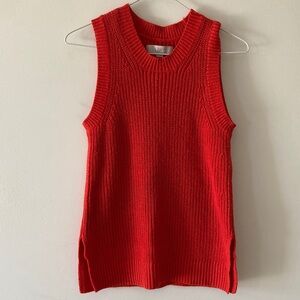 LOFT Bright Red Knit Sleeveless Sweater Medium